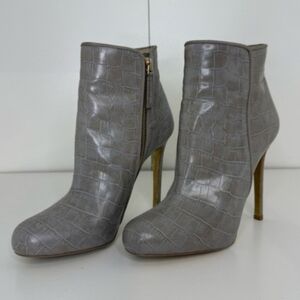 Stella McCartney Gray Croc-Embossed Ankle Boots With Dust Bag